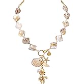 Coiris Natural Seashell Choker Necklaces Jewelry for Women Fish Shell Freshwater Pearl Collar Necklaces for Women Irregular Mother of Pearl Jewelry