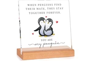 Penguin Couple Acrylic Plaque - 'You Are My Penguin' Romantic Gift for Valentine's Day, Birthday, Anniversary, Christmas | Fo