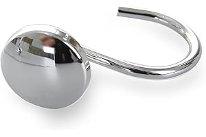 BINO | Shower Curtain Hooks - Chrome- Set of 12 | Hooks Shower Curtain | Shower Curtain Rings Hooks | Rust Proof Shower Curtain Hooks | Bathroom Shower Hooks for Curtain | Bathroom Essentials