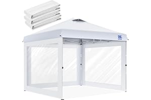 FANPAT 3Pcs Clear Canopy Sidewalls for 10x10 Pop Up Tent, Transparent Window Curtain Cloth, 8 Mil PVC Enclosure Fabric with Zipper and Velcro, White (Not Including Frame and The top,Sidewalls ONLY)