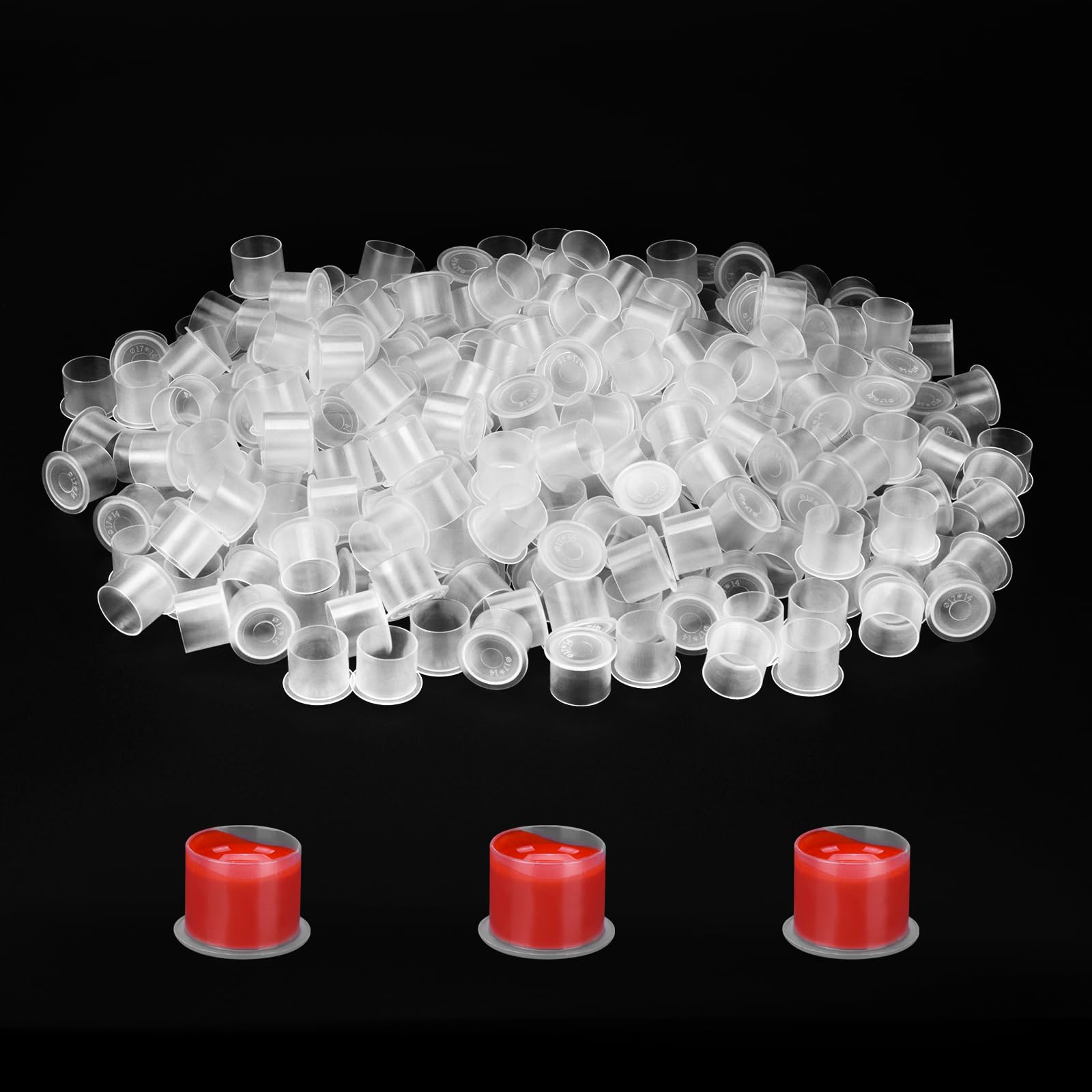 ATOMUS 300Pcs Tattoo Ink Cups with Base Pigment Cups Large Ink Container for Tattoo Kit Tattoo Supplies