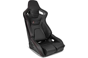 IKON MOTORSPORTS, Universal Bucket Racing Seat Right Passenger Side with Dual Slider, Black PU Leather Reclinable