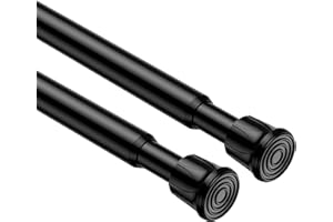 QINGYUN 2 Pack Spring Tension Rods 28-43 Inches,5/8" Diameter Black Spring Load Adjustable Expandable,Small Short Tension Curtain Rod for Windows,Kitchen,Doorway,Bathroom,Cupboard Bars