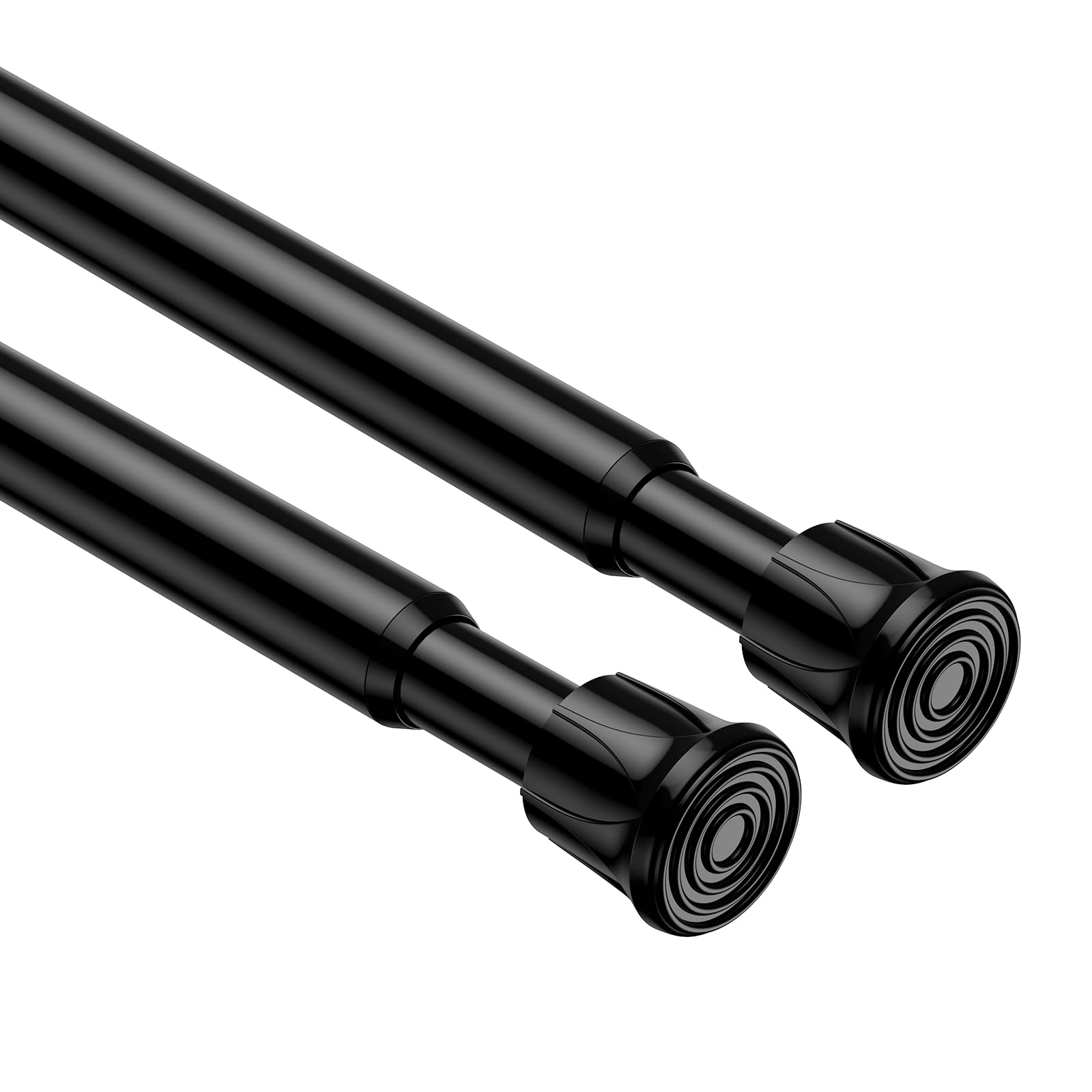 Photo 1 of 2 Pack Spring Tension Rods 28-43 Inches,5/8" Diameter Black Spring Load Adjustable Expandable,Small Short Tension Curtain Rod for Windows,Kitchen,Doorway,Bathroom,Cupboard Bars