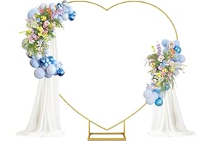 Fikowo 6.6 FT Heart Arch Stand for Proposal Heart Arch Wedding Arches Stand Wedding Arch Frame Love Party Balloons Arch Frame for Wedding, Birthday, Party, Proposal, Baby Shower Decoration (Gold)