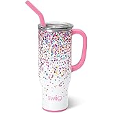 Swig Life 30oz Mega Mug, 30 oz Tumbler with Handle and Straw, Cup Holder Friendly, Dishwasher Safe, Extra Large Insulated Tumbler, Stainless Steel (Confetti)