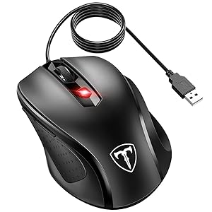 VicTsing 6-Buttton Wired USB Optical Mouse Optical Mice, 4 Adjustable DPI Levels (3200/2400/1600/1000), with 5ft Cord, Support Notebook, PC, Laptop, Computer, MacBook