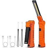 LED Rechargeable Work Lights,Vagocom Flashlight Hand Tools Mens Dad Birthday Gift Magnetic Worklight,360°Rotate 5 Modes Portable Inspection Torch for Mechanics,Automotive,Camping,Emergency (2 Pack)