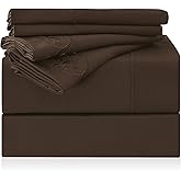 LONAVA Twin Size Sheet Set - 4 Piece Hotel Luxury Wrinkle-Free Microfiber Sheet, Oeko-TEX Certified, Breathable & Elastic, 16" Deep Pockets, Brown