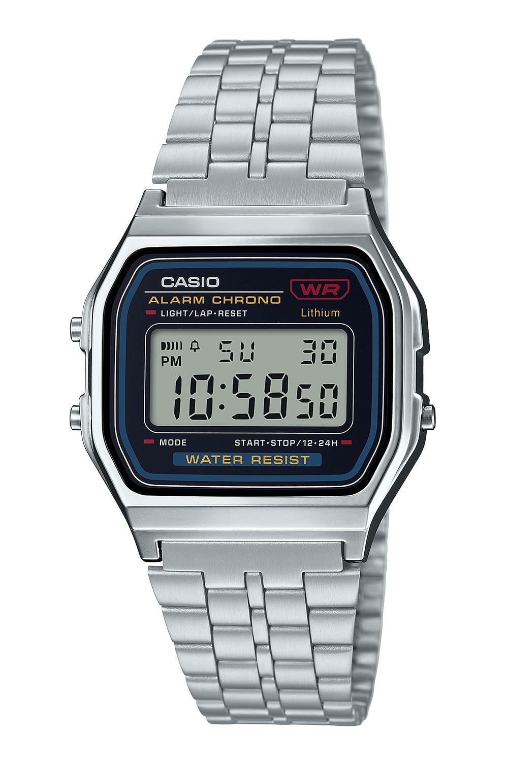 Casio Collection A159WA-N1JH Men's Wristwatch, Silver, Silver