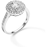 CoBi Solitaire Engagement Rings for Women, Wedding Band Promise Ring, Rhodium 18K Gold Plated Round Cut Cubic Zirconia CZ, Halo PrPromise Rings for Her, Classic Wedding Anniversary Jewelry, Size 7 8 9
