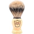Parker’s 100% Silvertip Badger Bristle Shave Brush – Brush Stand Included (White Handle)