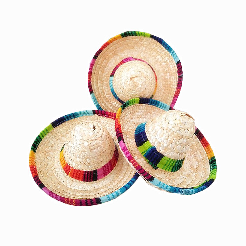 Crazy Night Natural Straw Mini Sombrero/New Design Mini Mexican hat,Tabletop Party Supplies,Fiesta Party Birthday Party Decorations Cinco de Mayo Party(Pack of 6)