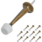 HOMOTEK 12 Pack Heavy Duty Solid Rigid Door Stop with Soft Rubber Tip, Zinc Die Cast Door Stopper Protect Wall &amp; Door,Brass Bronze