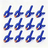 12 Pack 2.5 inch Plastic Spring Clamps, Blue Heavy Duty Spring Clips Clamps for Crafts, Backdrop Stand, Woodworking, Photography Studios, Home Improvement