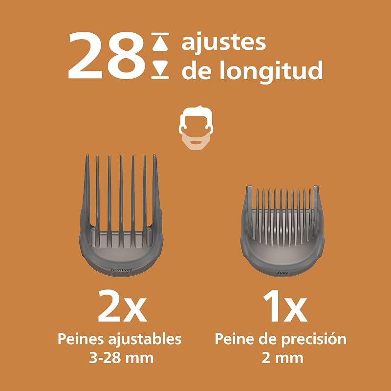 Máquina de cortar cabelo Série 9000 - Máquina de cortar cabelo para homens e mulheres, lâminas auto-afiantes, 28 comprimentos em intervalos de 1 mm, Corte e Fluxo, autonomia de 180 minutos, kit de barbeiro de 4 peças, HC9721/15