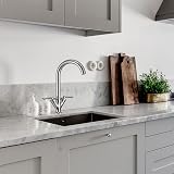 Hapilife Swan Dual Lever Kitchen Mixer Tap 1 Hole Chrome Vintage Brass Tap view 8