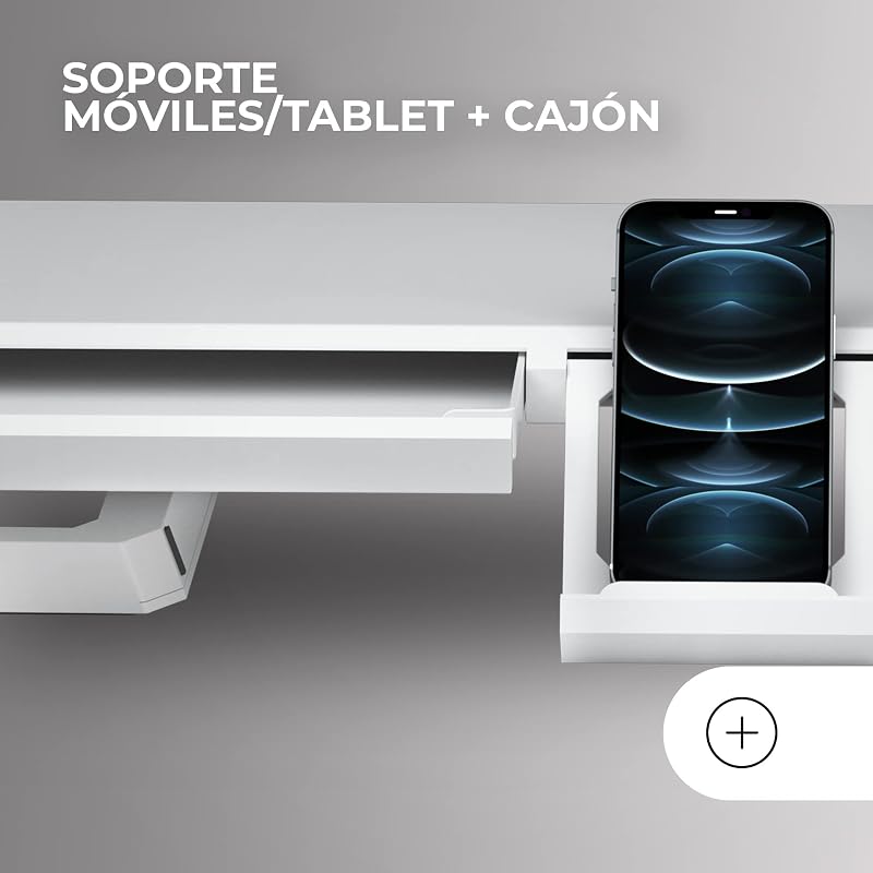 Suporte de desktop para monitores mars gaming mgs-one branco ajustável a 3 tamanhos porta usb 2.0 branca
