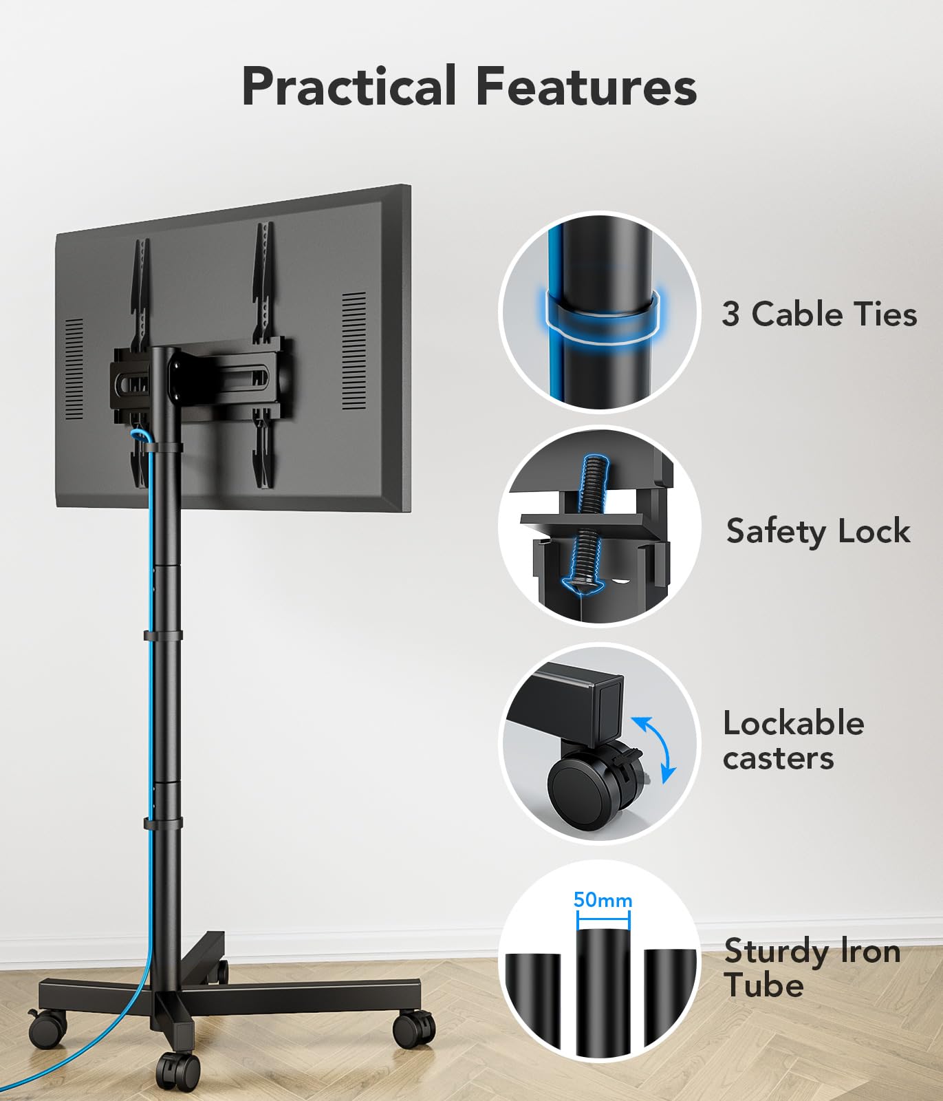 AX WABER Mobile TV Cart Stand with Wheels for 23-60