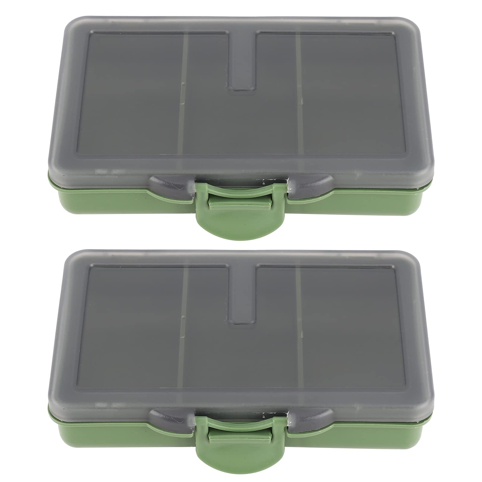 Alomejor 2Pcs Fishing Toolbox Mini PP Storage Box Case for Storage and Organization of Fishing Accessories(3 cells)
