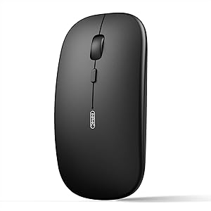 INPHIC Bluetooth Mouse, Slim Silent Rechargeable Bluetooth 5.0 Wireless Mouse, 800/1200/1600 DPI Portable Computer Cordless Mouse for Laptop PC Mac, iPadOS, Black