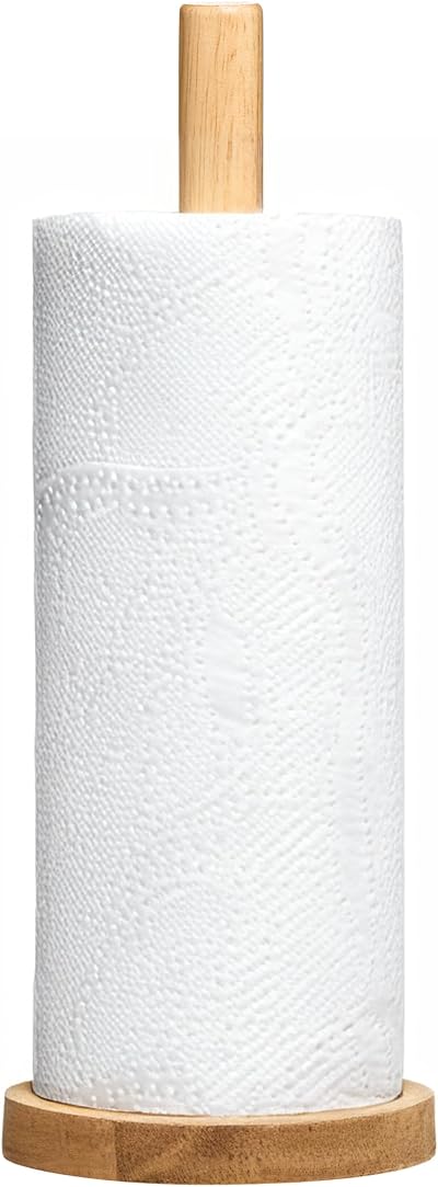 Premier Eco-friendly Kitchen Roll Holder Rubberwood Sturdy Base 31x12x12cm