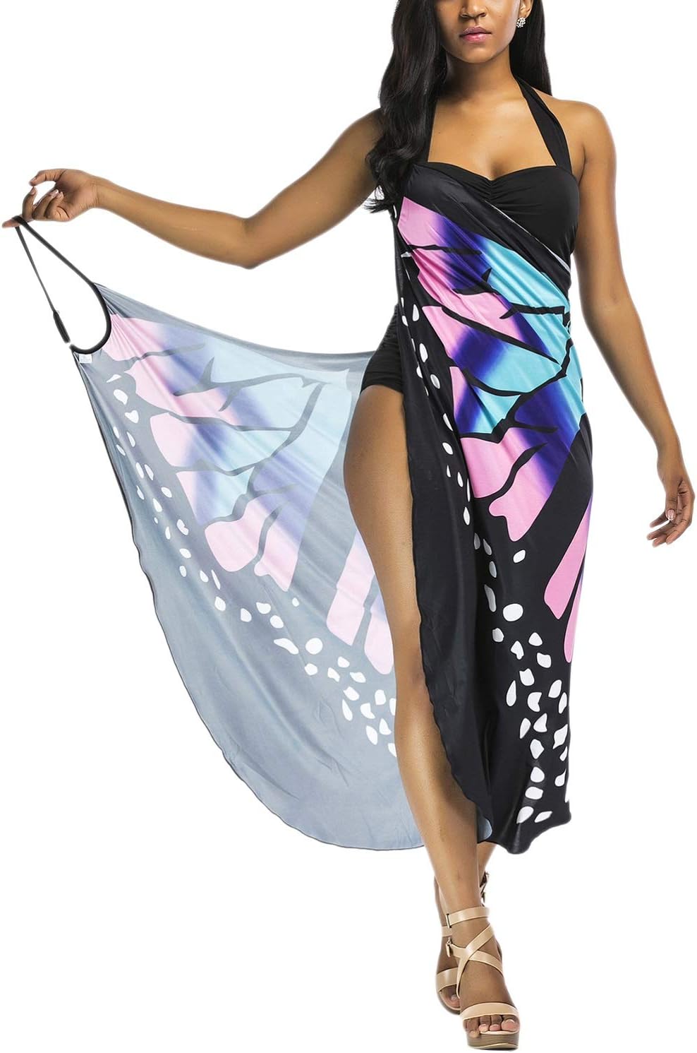 Women's Bikini Cover Up Spaghetti Strap Backless Beach Dress Wrap Swimwear