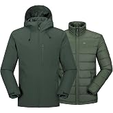 33,000ft Men's Hooded Waterproof 3 in 1 Snow Ski Jacket Winter Puffer Coat | Windproof Snowboard Parka, Insulated Rain Shell, Zip Up Windbreaker, Warm Raincoat, Removable Liner for Cold Hiking Skiing