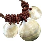 Swimmi Handcrafted Round Mother of Pearl Necklace, Natural Mother of Pearl Beads Necklace for Women Jewelry (GA047)