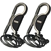 hejojoyzao Heavy Duty Keychain with Quick Release Double Carabiner Clip, Key Rings, D Ring, Car Key Holder for Belt Loop
