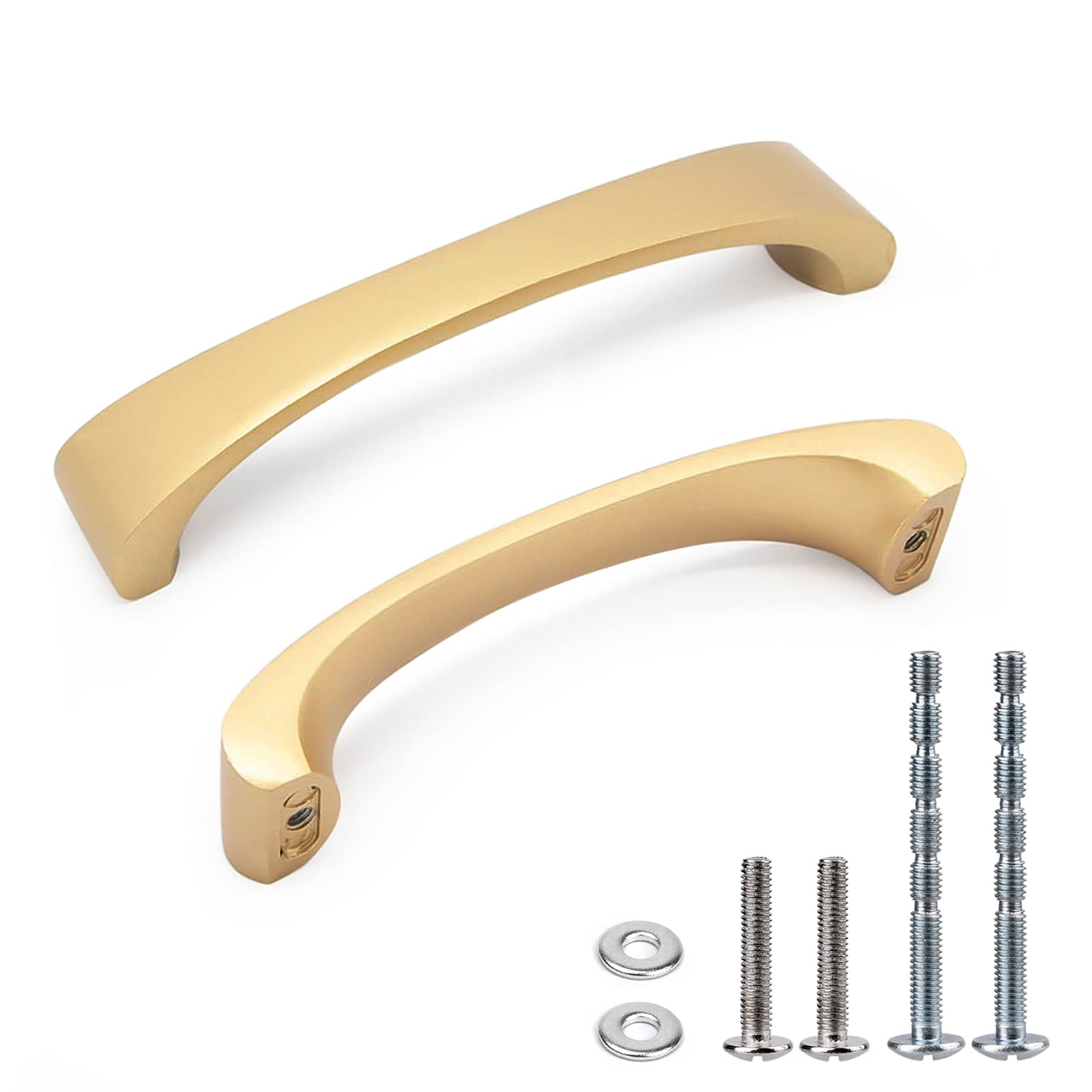 WEAVERBIRD Gold Kitchen Handles 4PCS/10PCS Arch Cabinet Handles Hole Center 96mm (3-3/4'') /128mm(5'')