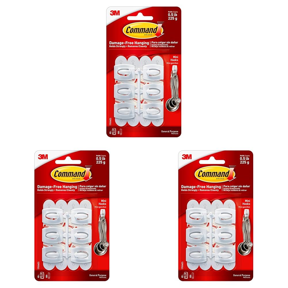 Command Mini Hooks Strips (17006) - White (Pack of 3) — image 1