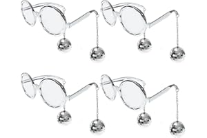 JIANGLAI Retro Disco Ball Party Favors Funny Glasses 4 Pack, Disco Sunglasses Accessories for Women and Men