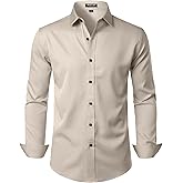 JEMITOP Men's Stretch Wrinkle Free Dress Shirt Formal Prom Wedding Long Sleeve Button Down Shirts
