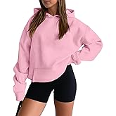 onlypuff Women Hoodies Casual Pullover Long Sleeve Sweatshirt Kangaroo Pocket Drop Shoulder Sweater