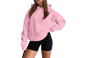 onlypuff Women Hoodies Casual Pullover Long Sleeve Sweatshirt Kangaroo Pocket Drop Shoulder Sweater