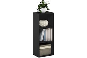 Furinno LUDER Book Shelf, 3-Cube Bookshelf, Bookcase, 9.3 x 12 x 31.5, for Living Room, Bedroom, Home Office, Blackwood