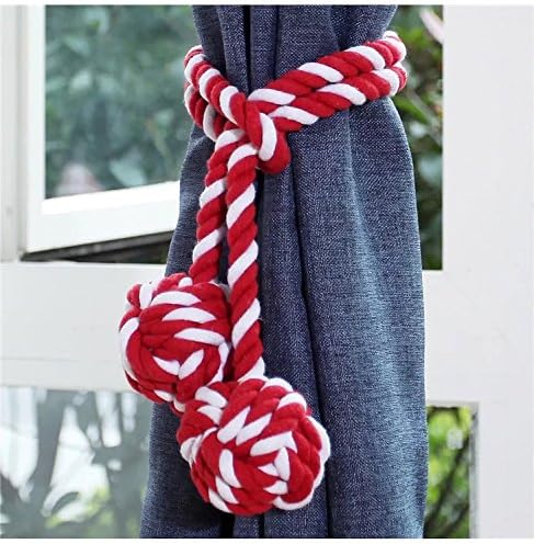 A Pair Hand Knitting Curtain Rope Rural Cotton Rope Tie Band-Two Knot balls-Colourful Red
