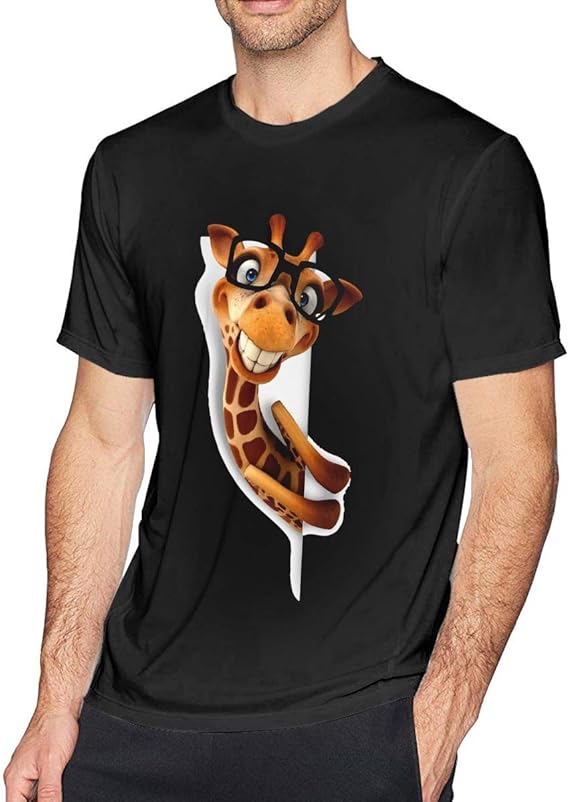 Amazon Co Jp Tシャツ メンズ キリンのメガネを着て 3dプリントtシャツ デザイン ファション カジュアル 夏半袖tシャツ 脇汗対策 ストレッチ 通販 服 ファッション小物