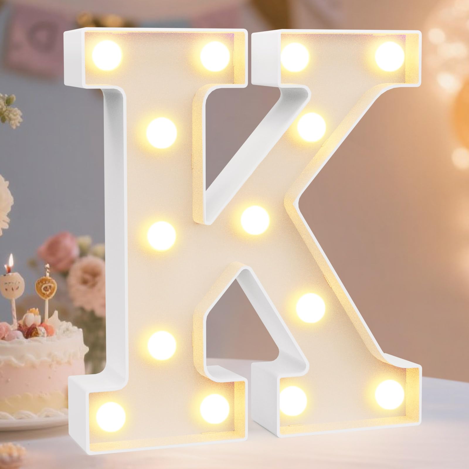 Photo 1 of Pooqla LED Marquee Letter Lights Sign, Light Up Alphabet Letter for Home Party Wedding Decoration K