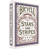 Bicycle Stars and Stripes Playing Card American Flag Design 1 Deck | Custom card back based on American flag, Stars on every pip, Air Cushion Finish, Made in USA, Patriotic design