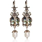Vintage Beetle Bug Scarab Drop Dangle Earrings for Women,Unique Weird Victorian Jewelry Accessories