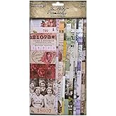 Tim Holtz Idea-ology Large Collage Paper Strips, Mixed Colors (TH94367) | Colorful Ephemera Paper Strips | 9" H x 2-1/4" W | 30 Pieces
