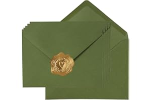 50 Pack Vintage European Style Self-Adhesive Envelopes with Stickers Ideal for Wedding Invitations Party Greeting Cards, Chri