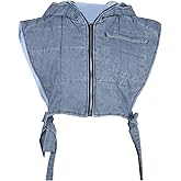 Bnigung Womens Denim Cropped Puffer Vest Y2K Sleeveless Hooded Padded Puffy Coat Jean Bubble Vests