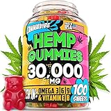 CANNAVIBE Hemp Gummies - 30000MG of Hemp Oil in 100 Sweets - Made in USA - Anxiety & Stress Relief - 100% Natural & Safe Gummies - Tasty & Relaxing - Mood Boost & Insomnia Relief - Omega 3, 6, 9