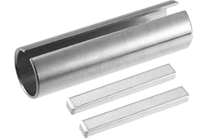 ACROPIX 1 Set 3/4" to 7/8" Universal Crank Shaft Sleeve Adapter - Car Gas Engine Pulley Crank Shaft Sleeve Adapter with Step Key - Metal Silver Tone Car Parts