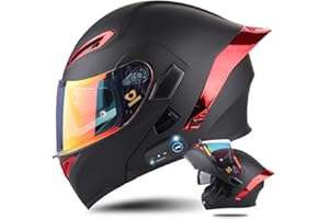 AAREG Bluetooth Modular Motorcycle Helmet with Tail DOT Approved Flip Up Front Helmets Dual Anti-Fog Visors Full Face Helmet Built-in Mp3 Integrated for Adults Men Women 55-64CM
