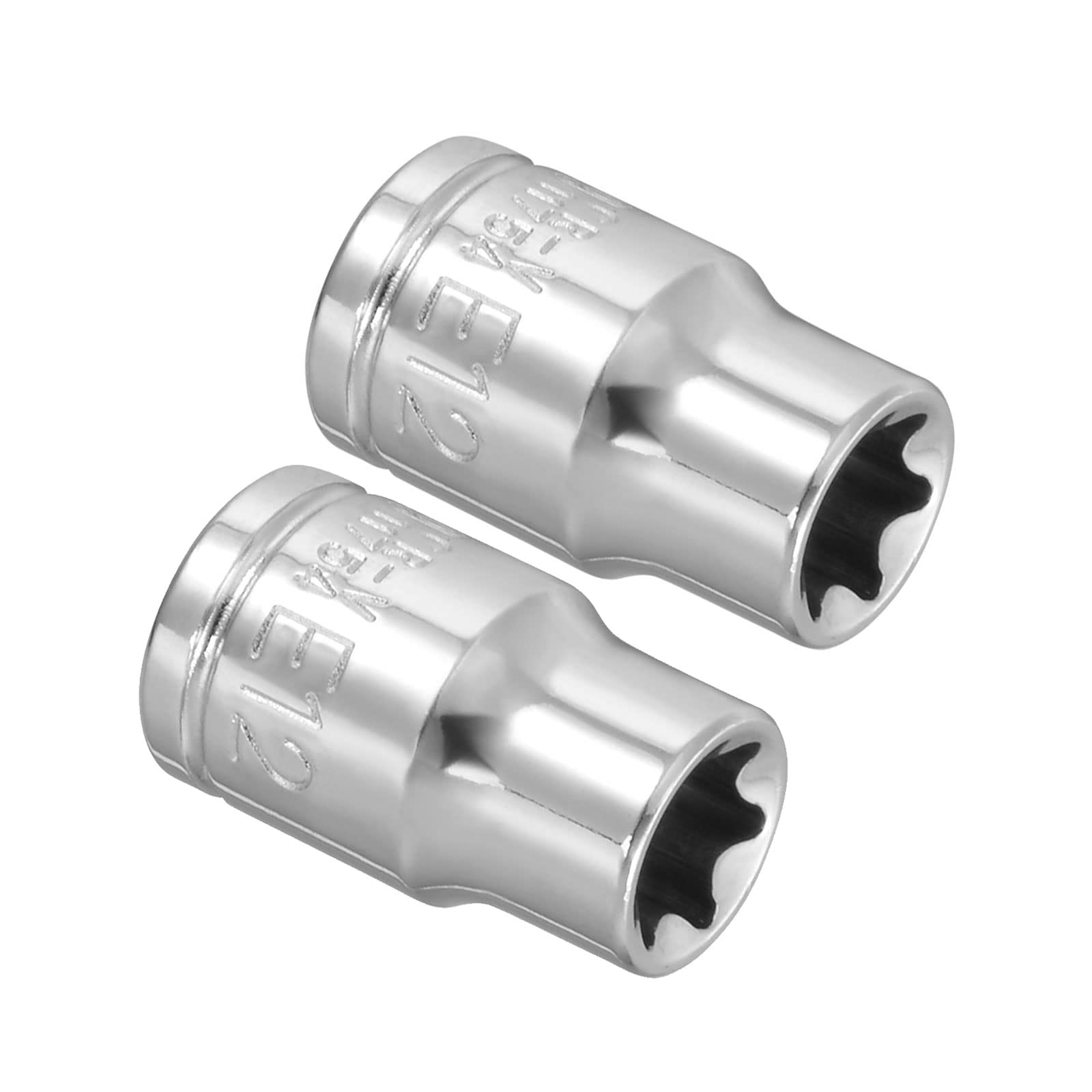 Kozelo 2pcs External Torx Shallow Socket - [3/8 Inch x E12] Square Drive for Car Mechanical Equipment Repair Use, CR-V Steel Metric Sizes