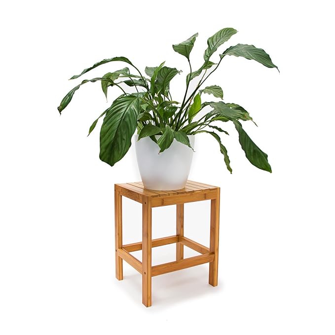 Relaxdays Bambushocker H x B x T: 40 x 28 x 32 cm Badhocker aus hochwertigem Holz als universelles und dekoratives Accessoire